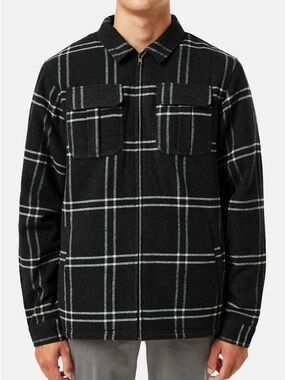 KATIN Crosby Men's Black Plaid Zip-Front Shacket
